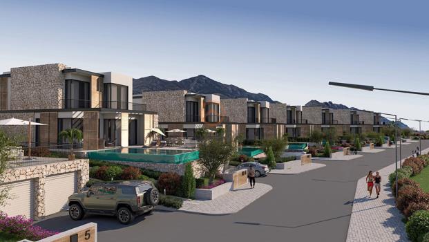 Proyecto de Villas Modernas y de Lujo en Medio de la Naturaleza con Escritura Turca en Ozanköy, Girne